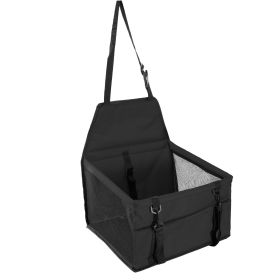 Dog Booster Car Seat Foldable Dog Booster Seat Pet Travel Carrier w/ Clip-on Safety Leash Zipper Storage Pocket for Small Medium Pets Up to 20Lbs (Option: Black)