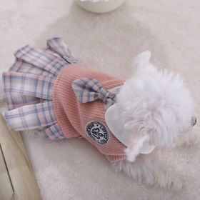 Sweet Bowknot Dog Sweater Dress; Winter Warm Pet Clothes; Costume For Dogs (Color: Pink, size: L)