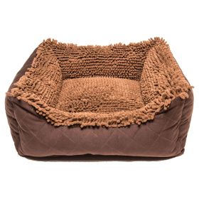 Absorbent Dog Lounger Bed – Soft Microfiber Pet Bed for Comfort & Easy Cleaning (Color: Brown, size: large)