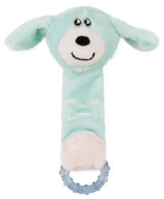 Pet Life Moo-Born' Plush Squeaky and Crinkle Newborn Rubber Teething Dog Toy (Color: Blue)