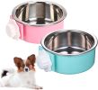 Crate Dog Bowl; Removable Stainless Steel Hanging Pet Cage Bowl Food & Water Feeder