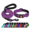 Reflective Padded Dog Collar and Rope Leash Set – Adjustable Nylon Collar with Safety Buckle for Small Medium Large Dogs