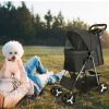 4 Wheels Pet Stroller Foldable Carrier Strolling Cart Travel Jogger Pet Stroller with Removable Liner Storage Basket for Pets