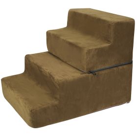 Dog Stairs Pet Step For Bed Couch Sofa Car 4 Steps Soft Foam Detachable Dogs Climb Ladder (Option: Beige)